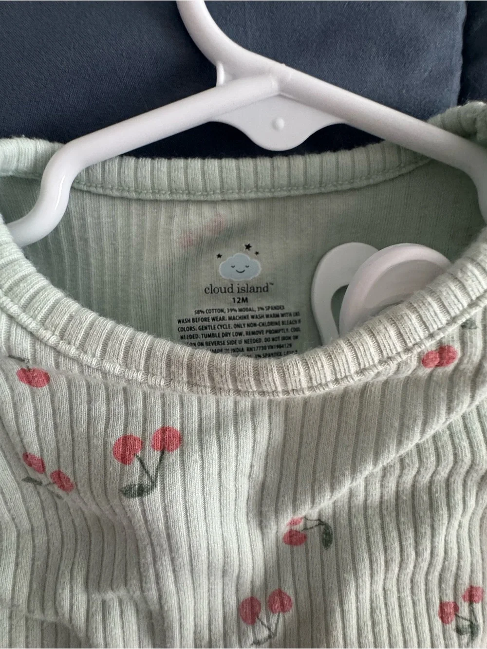 cloud island Mint Green Floral Ribbed Pajama Set